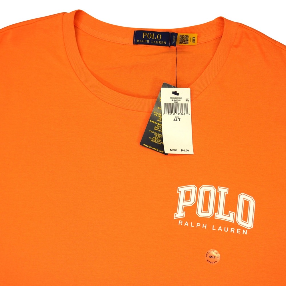 NEW Polo Ralph Lauren T-Shirt Men 4XLT Orange Short Sleeve Graphic Pony Logo Tee